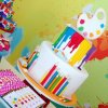 ایده کیک جشن تولد با تم مداد رنگی و رنگ روغن