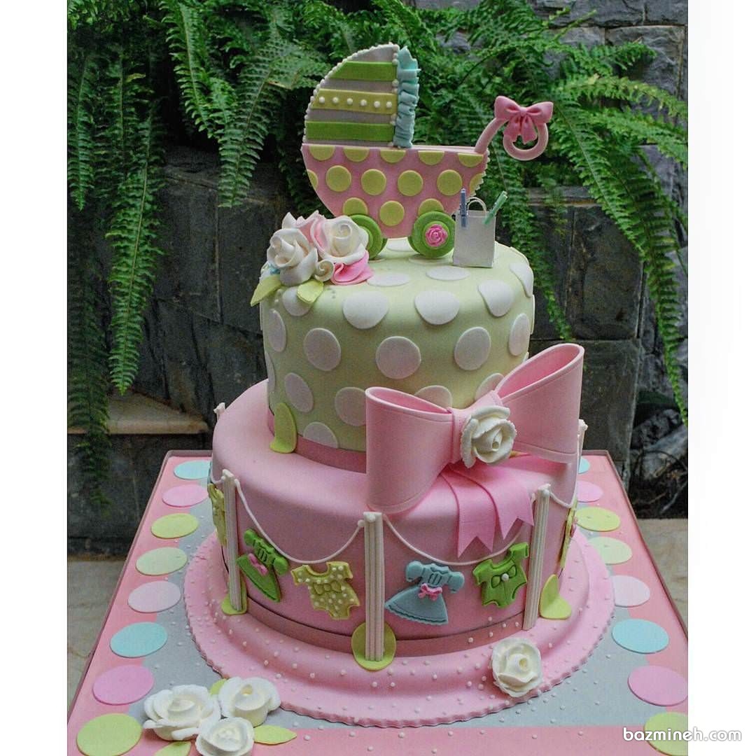 کیک جشن بیبی شاور دخترانه