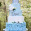 کیک سفید آبی جشن نامزدی یا سالگرد ازدواج