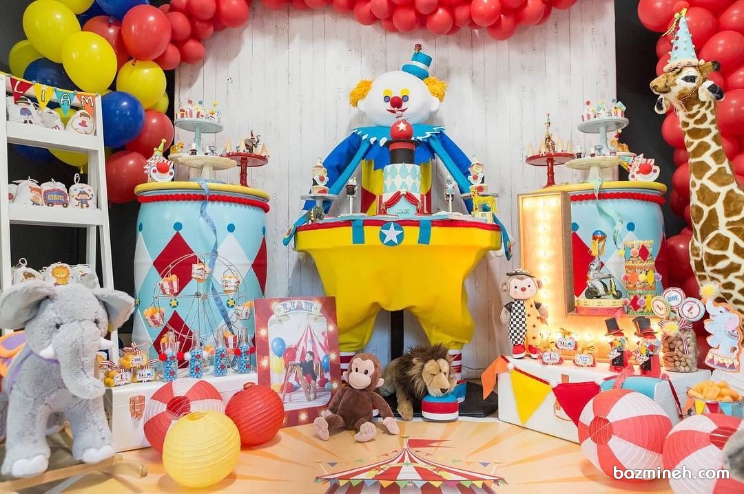 دکوراسیون جشن تولد کودک با تم دلقک سیرک