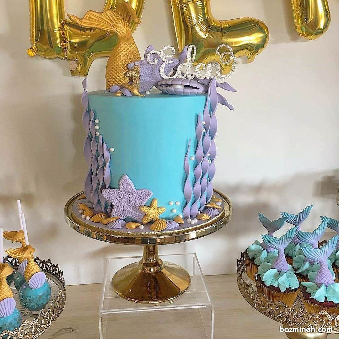 کیک و کاپ کیک های جشن تولد دخترانه با تم پری دریایی