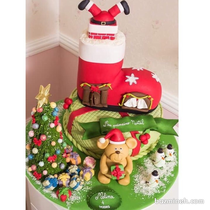 کیک جشن تولد کودک با تم بابانوئل