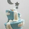 کیک جشن بیبی شاور پسرانه با تم ماه و ستاره