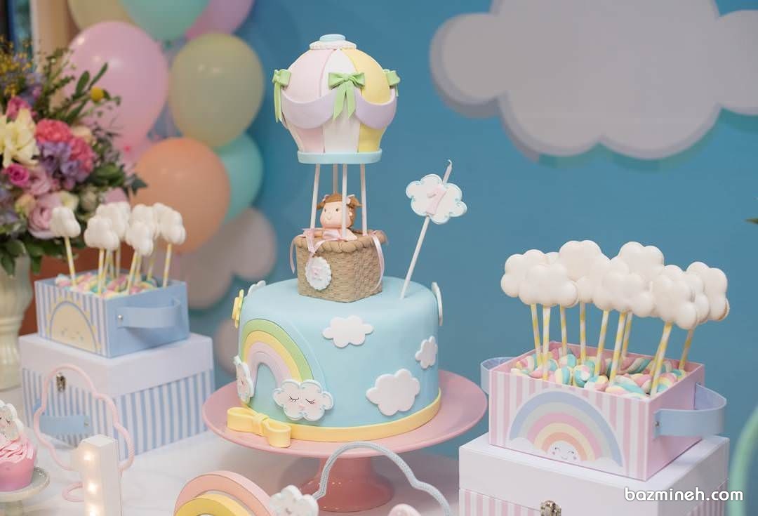 کیک جشن تولد کودک با تم بالن