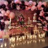 دکوراسیون زیبای جشن تولد یا نامزدی همراه با بادکنک آرایی، شمع آرایی و گل آرایی با تم زرشکی صورتی