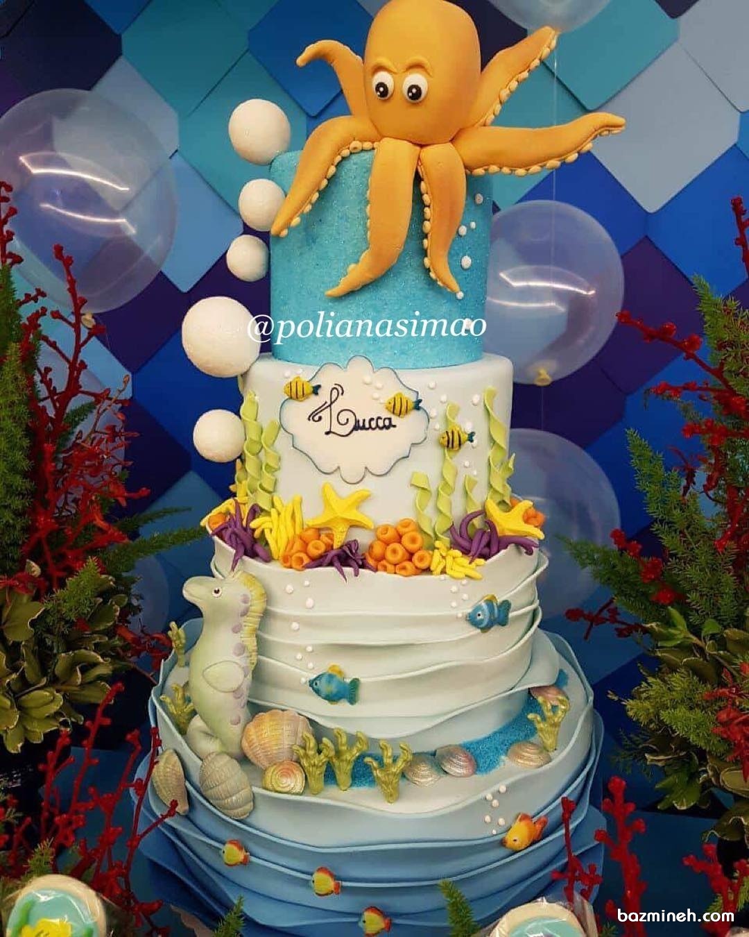کیک جشن تولد کودک با تم موجودات دریایی