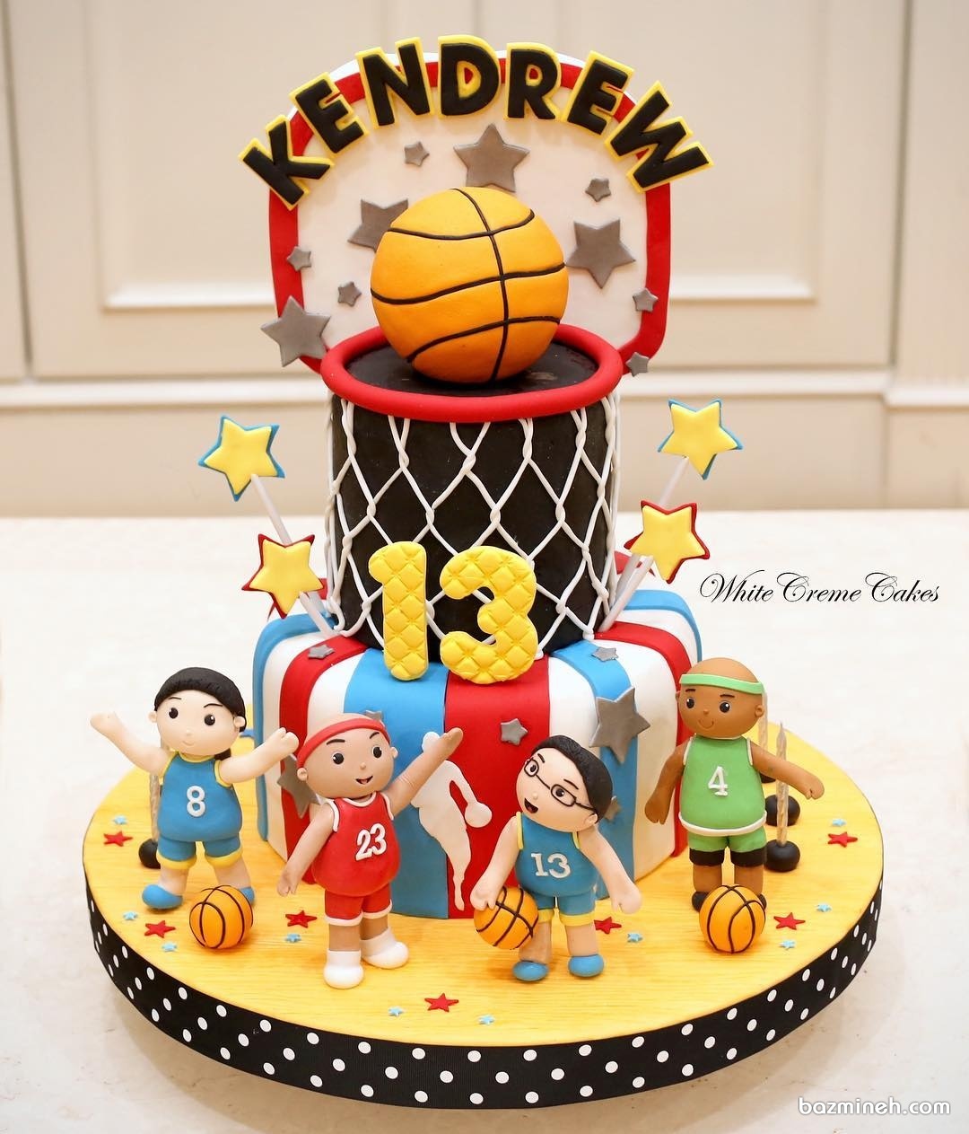 کیک فوندانت جشن تولد پسرانه مخصوص بسکتبالیست کوچولوها