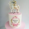 کیک فوندانت جشن تولد دخترانه با تم اسب تک شاخ (Unicorn)
