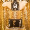 کیک خاص جشن تولد با تم مشکی طلایی و گتسبی (Gatsby)
