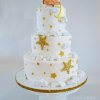 کیک سه طبقه جشن بیبی شاور با تم ماه و ستاره
