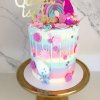 مینی کیک جشن تولد دخترانه با تم ترول ها (Trolls) و رنگین کمان
