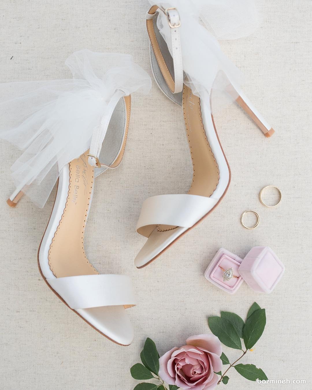 کفش صندل ساده و شیک عروس سفید رنگ تور دار