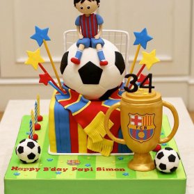 کیک فوتبالی جشن تولد پسرانه با تم تیم بارسلونا