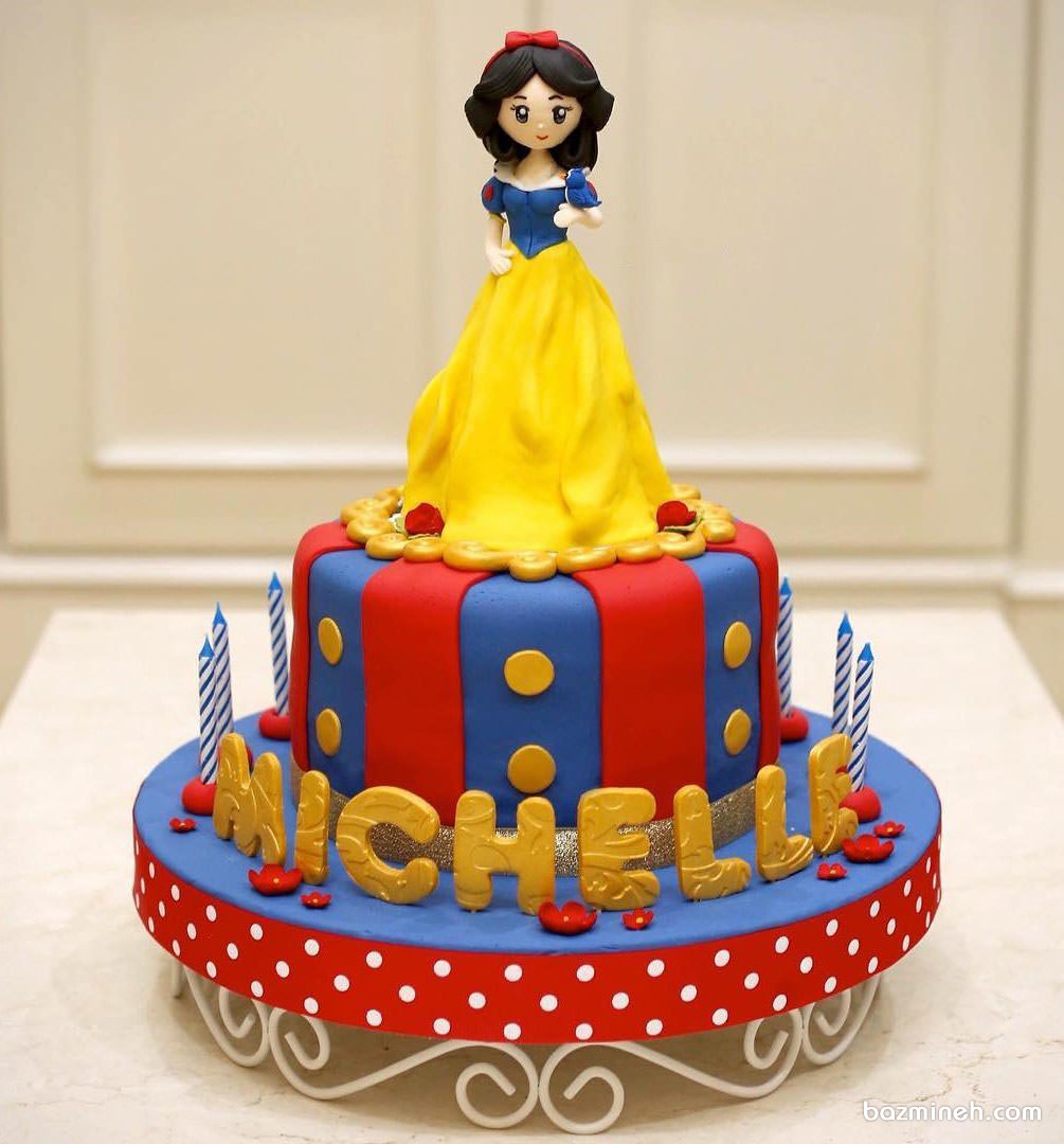 مینی کیک عروسکی جشن تولد دخترونه با تم سفید برفی