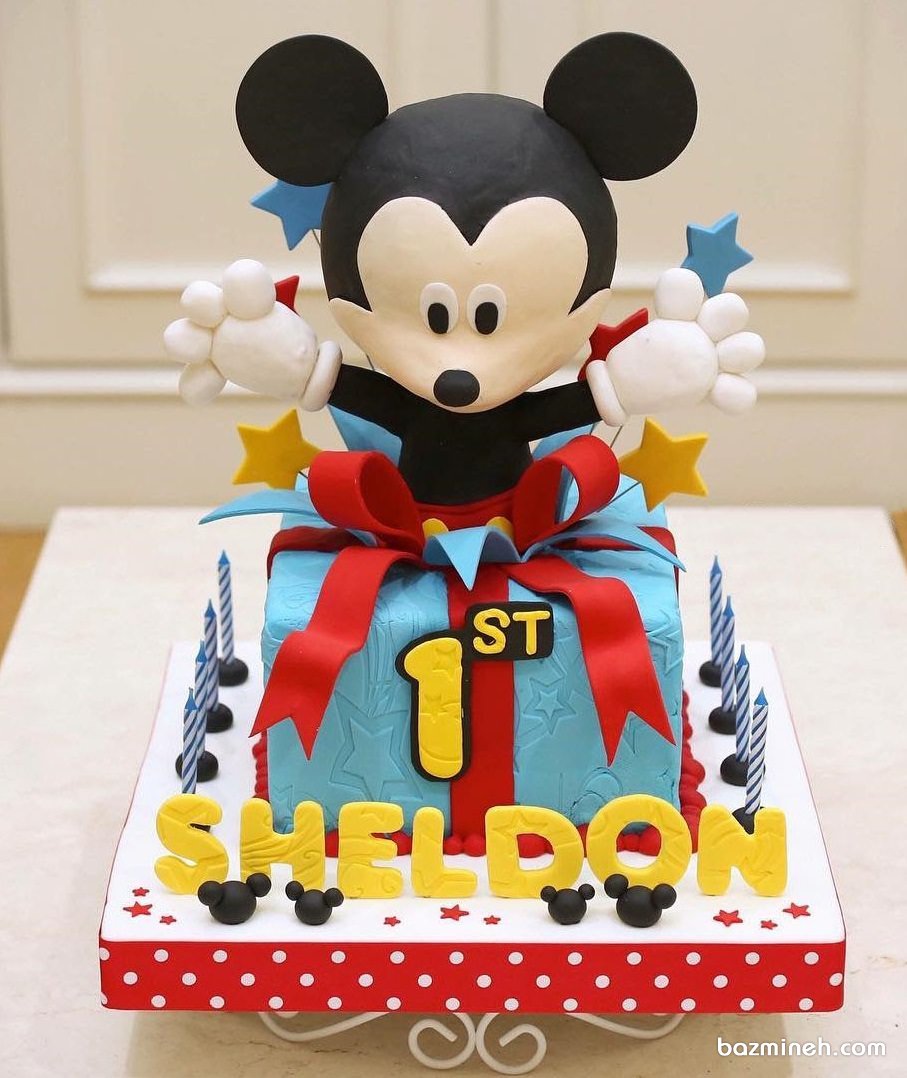 کیک فوندانت عروسکی جشن تولد کودک با تم میکی موس (Mickey Mouse)