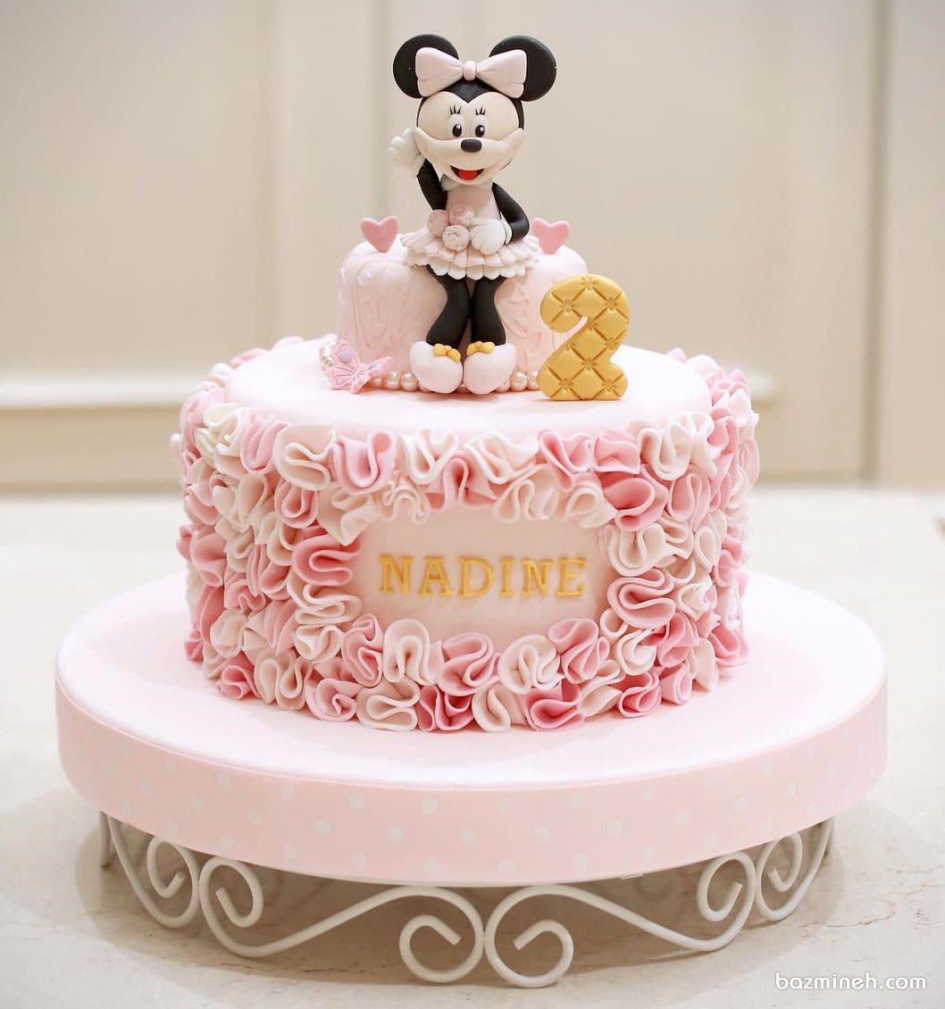کیک فوندانت عروسکی جشن تولد دخترانه با تم مینی موس (Minnie Mouse)