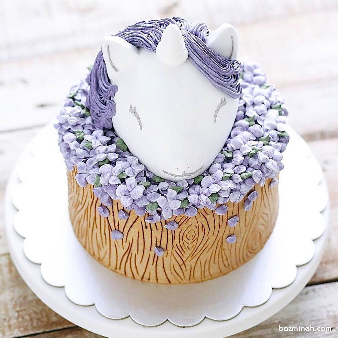 مینی کیک رویایی جشن تولد دخترانه با تم یونیکورن (اسب تک شاخ)