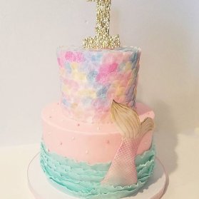 کیک دو طبقه رویایی جشن تولد دخترونه با تم پری دریایی