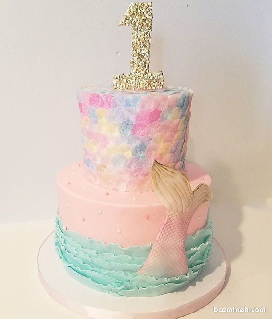 کیک دو طبقه رویایی جشن تولد دخترونه با تم پری دریایی