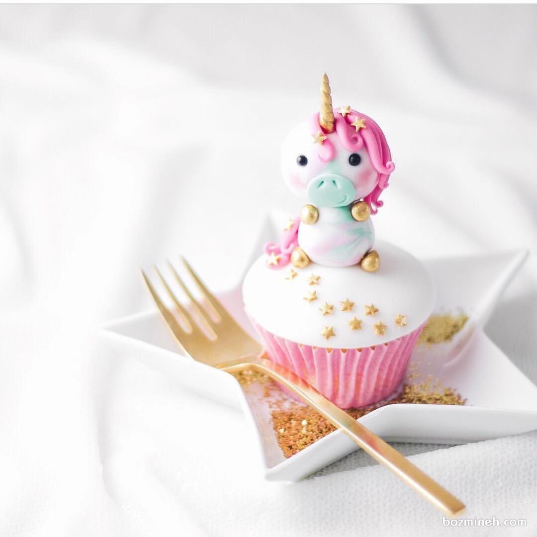 کاپ کیک رویایی جشن تولد دخترونه با تم اسب تک شاخ (Unicorn)