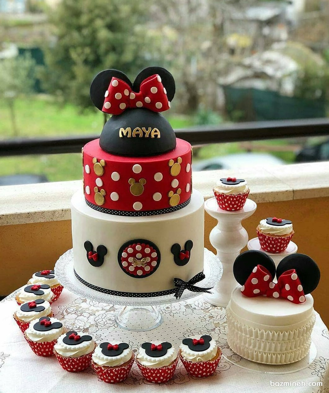 کیک، مینی کیک و کاپ کیک های جشن تولد دخترونه با تم مینی موس (Minnie Mouse)
