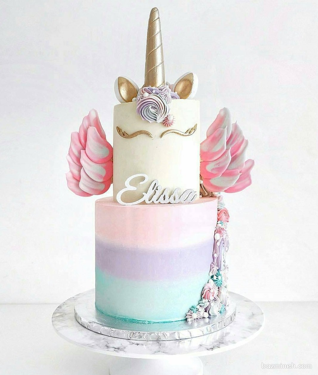 کیک دو طبقه رویایی جشن تولد دخترونه با تم اسب تک شاخ (Unicorn) 