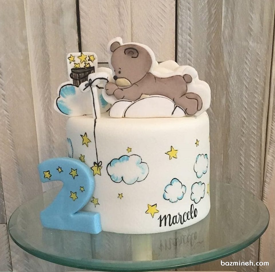 مینی کیک فانتزی جشن تولد پسرونه با تم خرس کوچولو