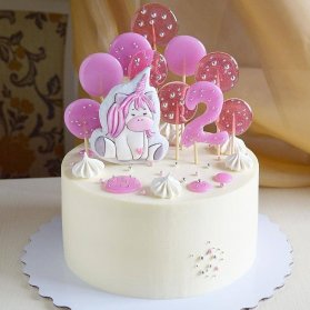 مینی کیک رویایی جشن تولد دخترونه با تم یونیکورن (Unicorn)