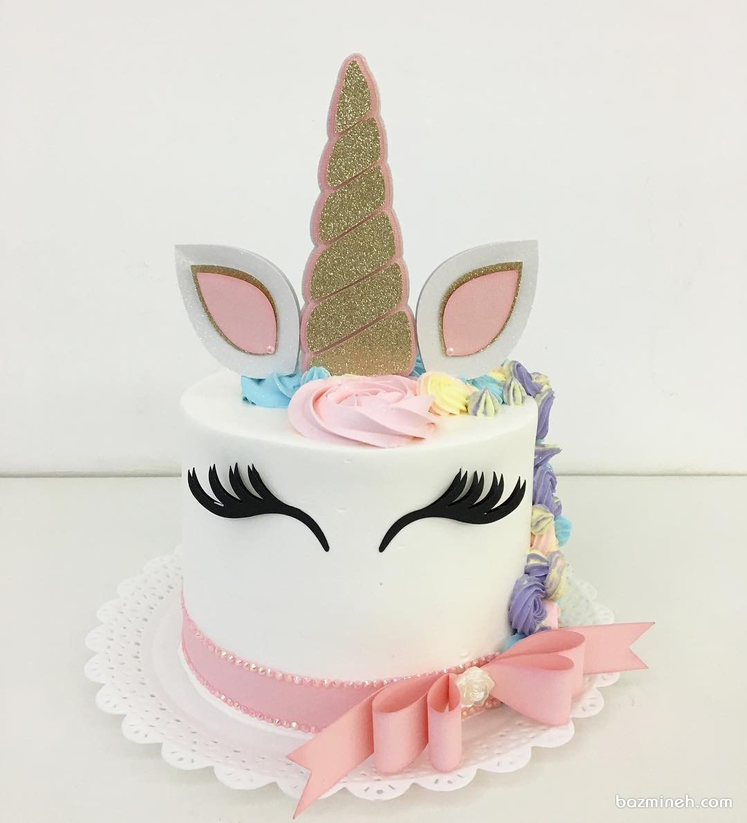 مینی کیک فانتزی جشن تولد دخترونه با تم اسب تک شاخ (Unicorn)