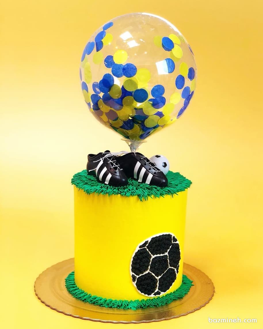 کیک جشن تولد پسرونه با تم فوتبالی پیشنهادی خوب برای طرفدارای تیم برزیل