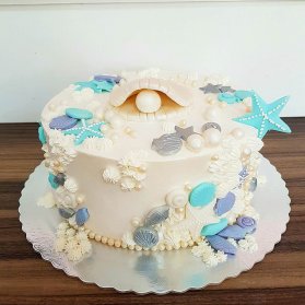 مینی کیک رویایی جشن تولد دخترونه با تم موجودات دریایی 