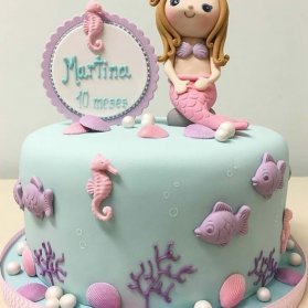 مینی کیک فوندانت جشن تولد دخترونه با تم پری دریایی