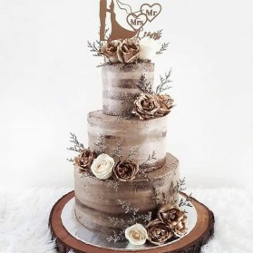 کیک چند طبقه خاص و متفاوت جشن نامزدی یا سالگرد ازدواج با تم زمستونی