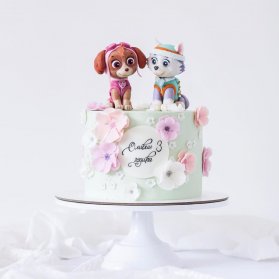 مینی کیک زیبای جشن تولد دخترونه با تم سگ های نگهبان