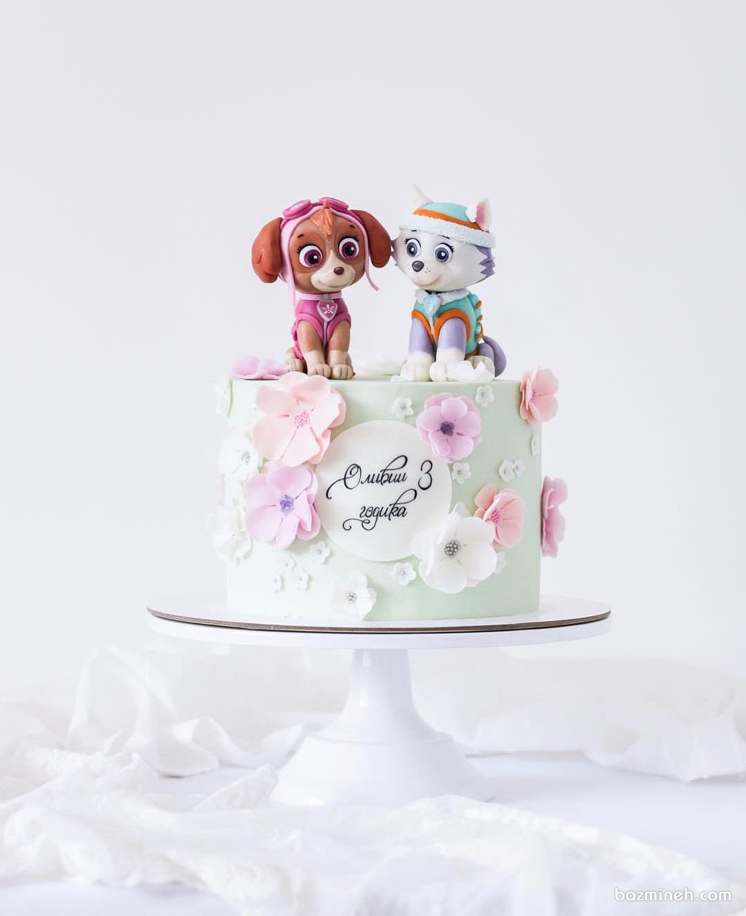 مینی کیک زیبای جشن تولد دخترونه با تم سگ های نگهبان