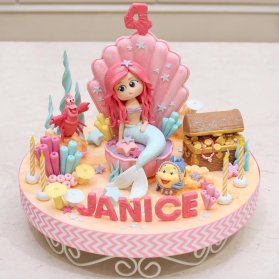 مینی کیک فانتزی جشن تولد دخترونه با تم پری دریایی