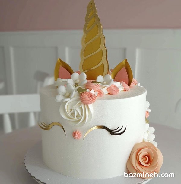 کیک فانتزی جشن تولد دخترونه با تم اسب تک شاخ (‌یونیکورن)