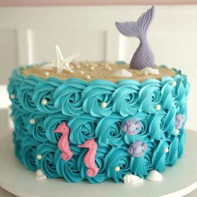 مینی کیک خامه ای جشن تولد دخترونه با تم پری دریایی
