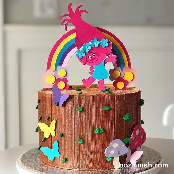 کیک فانتزی جشن تولد کودک با تم ترول ها