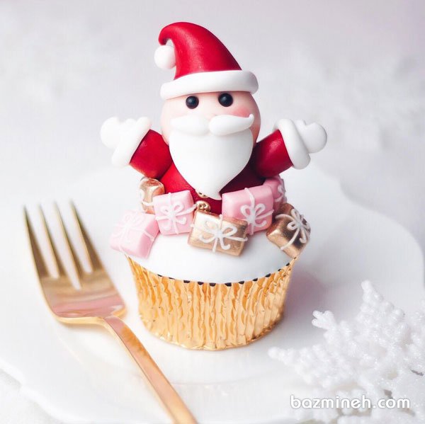 کاپ کیک عروسکی با تم کریسمس و بابانوئل