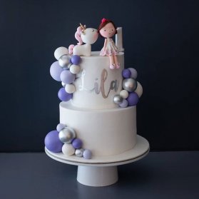 کیک دو طبقه رویایی جشن تولد یکسالگی دخترونه با تم یونیکورن (Unicorn)