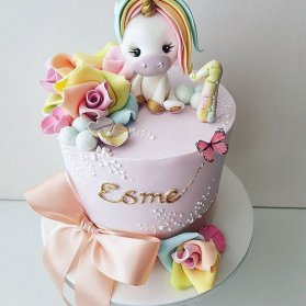 مینی کیک رویایی جشن تولد یکسالگی دخترونه با تم یونیکورن (Unicorn)