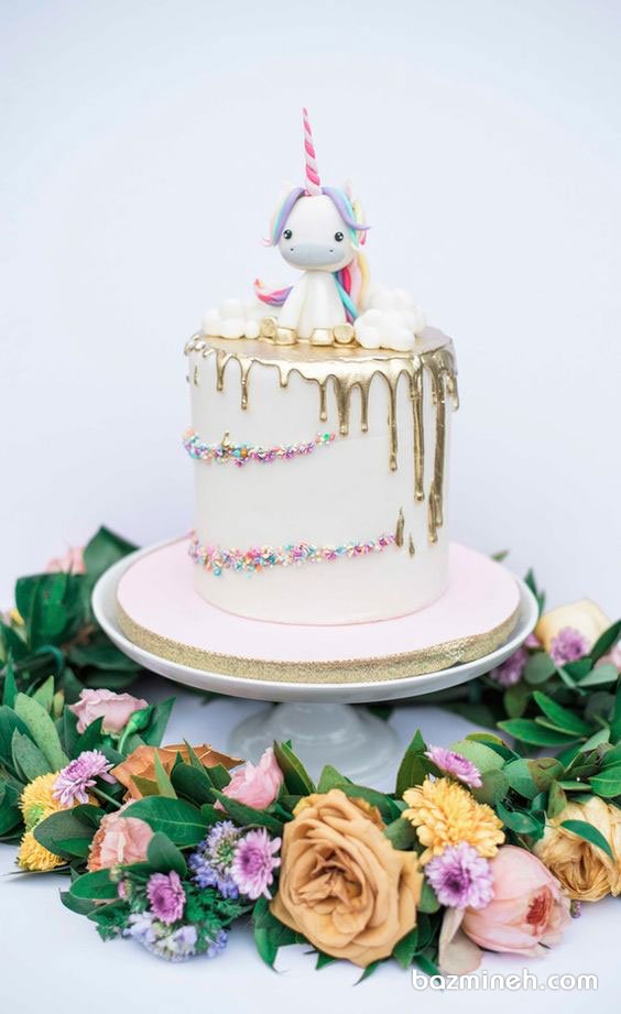 کیک فانتزی جشن تولد دخترونه با تم یونیکورن (Unicorn)