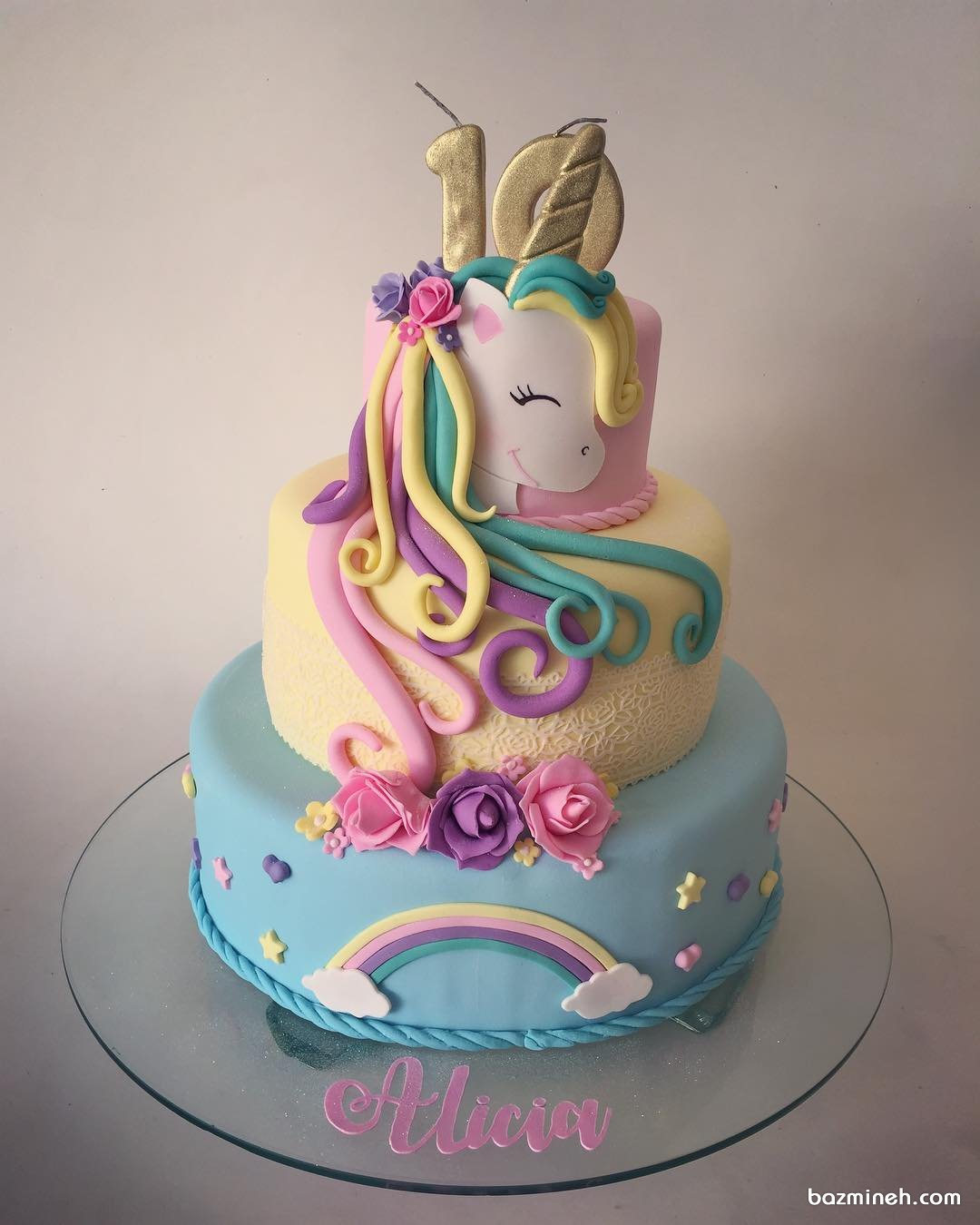کیک رویایی جشن تولد دخترونه با تم یونیکورن (اسب تک شاخ)