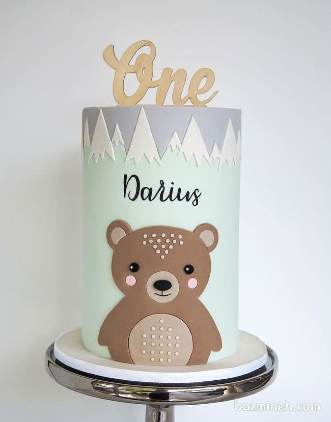 کیک جشن تولد یکسالگی کودک با تم خرس تدی