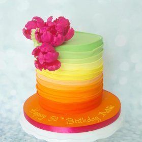کیک خامه‌ای جشن تولد بزرگسال با تم رنگارنگ
