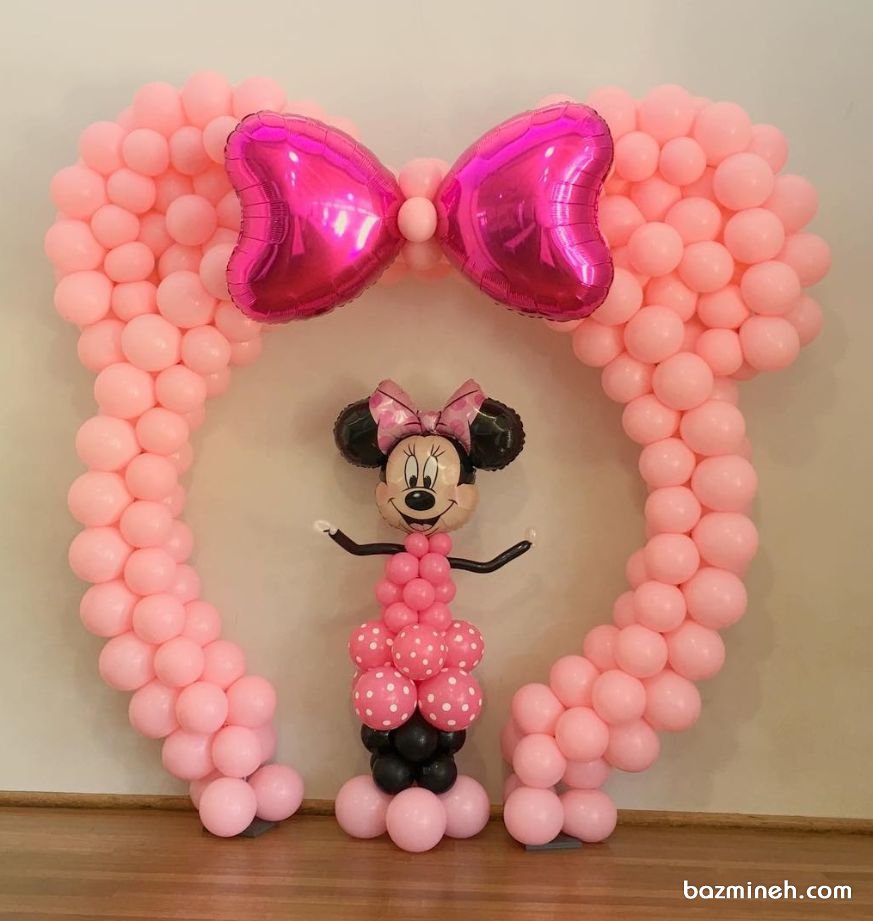 بادکنک آرایی جشن تولد دخترونه با تم مینی موس (Minnie Mouse)