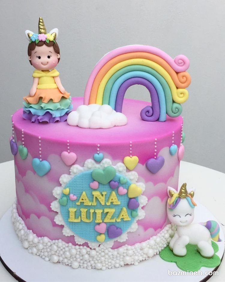 مینی کیک رویایی جشن تولد دخترونه با تم یونیکورن (Unicorn)