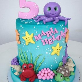 کیک جشن تولد کودک با تم موجودات دریایی