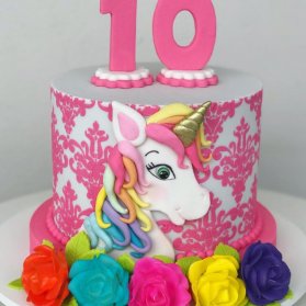 مینی کیک فانتزی جشن تولد دخترونه با تم اسب تک شاخ (Unicorn)